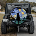 Halloween Black Cat Starry Night Spare Tire Cover, Spooky Cat Pumpkin Jeep Tire Cover, PVC Leather Tire Cover, Halloween Vehicle Accessory. TCPETAL20