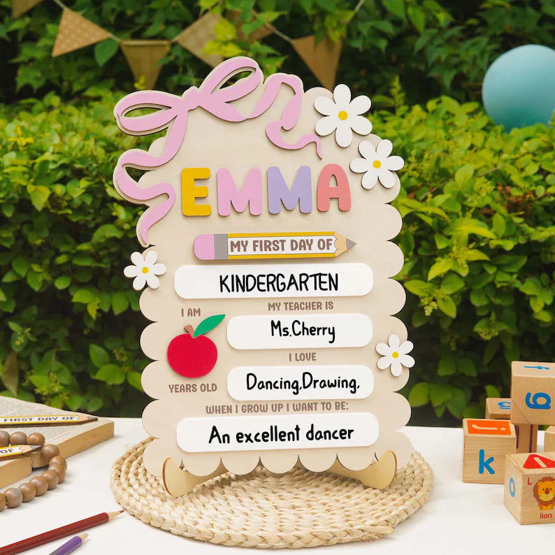 Personalized First Day Of School Sign, Wood Back to School Board, Last Day of School Sign, 1st Day of School Board, Custom Name Sign. SBPETAL06