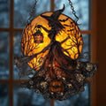Witch Lantern Acrylic Suncatcher for Halloween Decoration | Spooky Witch Suncatcher Ornament | Gothic Witch Window Ornament, Fall Home Decor. HSPETAL4