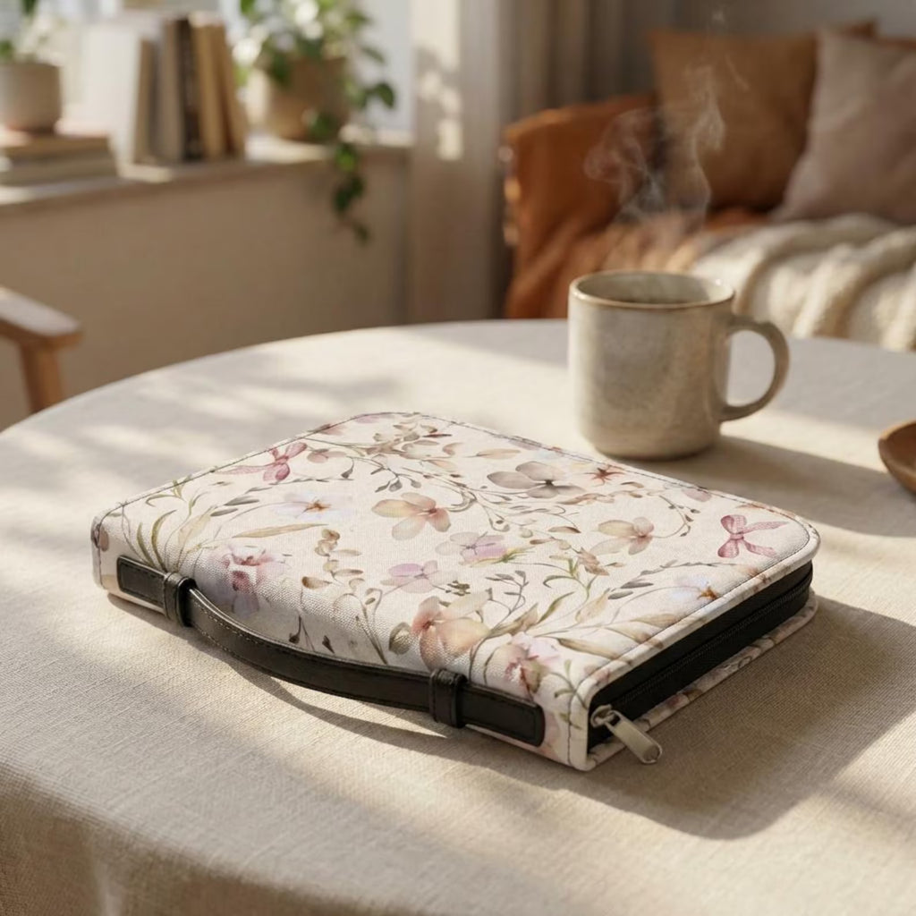 Vintage Floral Bible Cover, Pastel Botanical Scripture Case, Christian Gift for Women. BCPETAL15