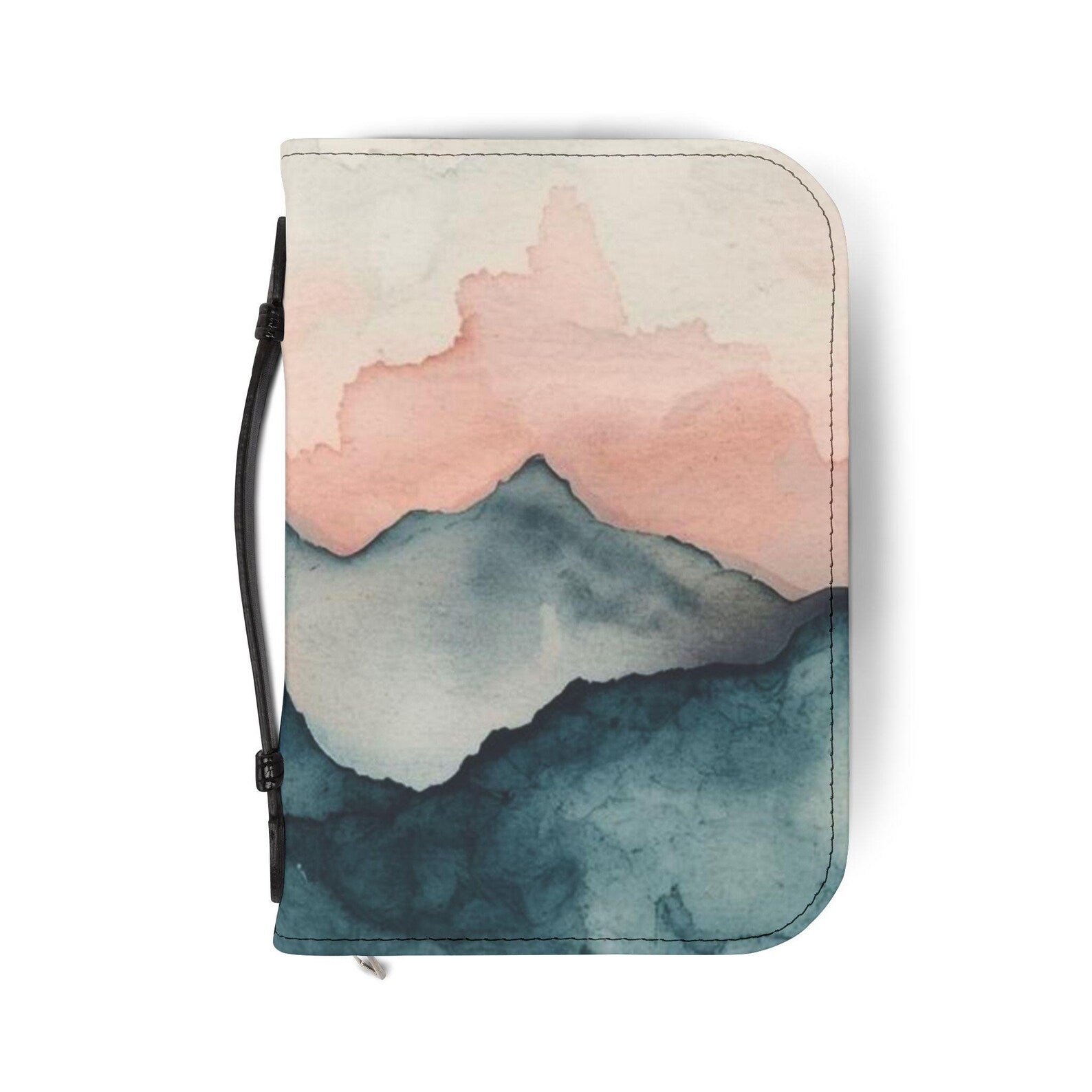 Watercolor Mountain Bible Cover Case, Scenic Christian Bible Bag with Zipper. BCPETAL10