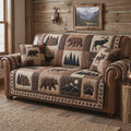 Rustic Wildlife Quilted Sofa Cover, Wildlife Sofa Cover, Patchwork Couch Throw, Sofa Protector, Holiday Sofa Decor QUILTSOFA01