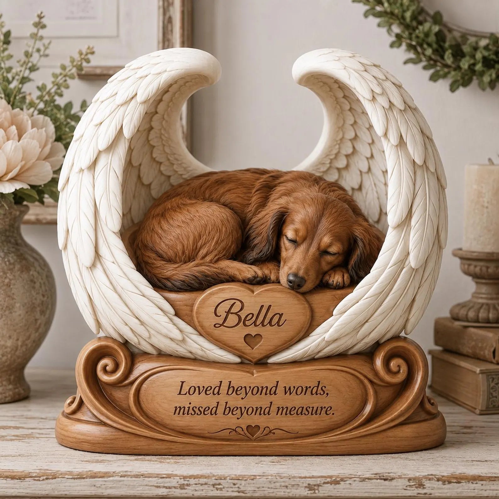 Personalized Dog Memorial Wooden Block, Custom Dog Photo Angel Wings Keepsake, Dog Loss Sympathy Gift, Pet Memorial Decor. WBPETAL15