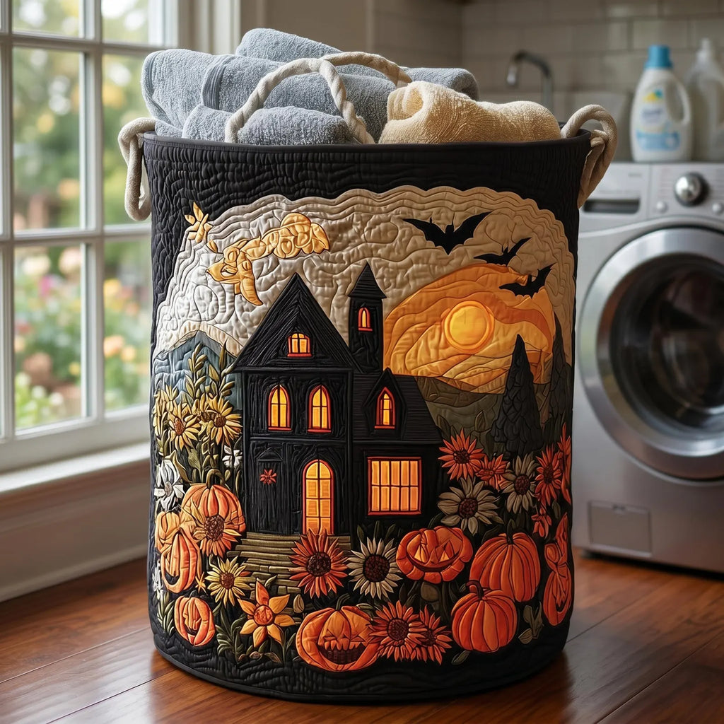 Halloween Night Laundry Basket, Spooky Fall Home Decor, Laundry Room Organizer, Halloween Gift, Housewarming Gift, Mother's Day Gift. HLWLBPETAL2