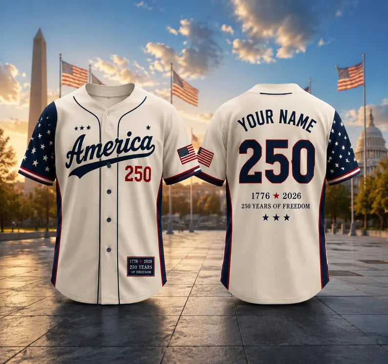 Independence Day Baseball Jersey, Personalized Youth Patriotic Shirt, Custom Patriotic Baseball Jersey, 250th USA Name Number Shirt. BJPETAL03