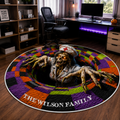 Personalized Halloween Round Quilted Floor Mat, Custom Zombie Nurse Rug, Spooky Horror Floor Cushion, Halloween Room Decor Gift. QRPETAL03