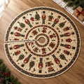 Nutcracker Christmas Tree Skirt, Quilted Patchwork Holiday Decor, Traditional Red Green Tree Mat, Royal Crown Design. CTSPETAL06