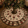 Red Bow Holiday Tree Skirt, Candy Cane Quilt Style Xmas Tree Mat, Christmas Tree Skirt, Farmhouse Christmas Tree Decor. CTSPETAL22