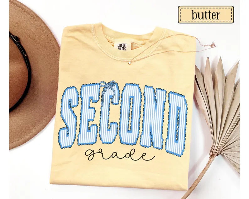Second Grade Teacher Shirt • Comfort Colors 2nd Grade Teacher Tshirt • Second Grade Back To School Teacher Gift • Striped Seersucker Teacher. SPETAL17