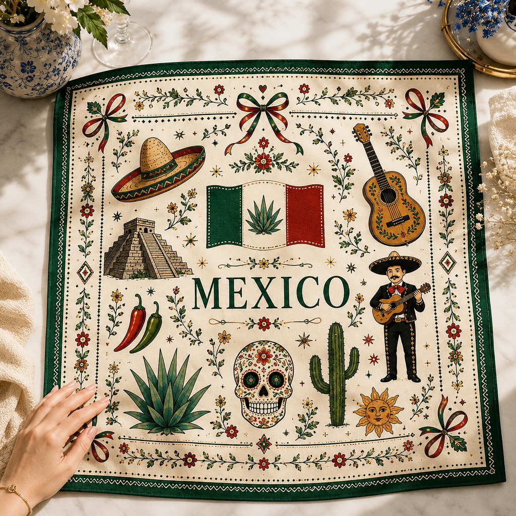 Mexico Football Satin Scarf, Square Scarf World Soccer 2026, Mexico Soccer Fan Gift, Mexican Bandana Headscarf. SSPETAL6