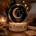 Personalized Black Cat Moon Crystal Ball Night Light, Halloween Decor, Spooky Cozy Bedroom Lamp, Custom Gift for Cat Lovers, Cute Moon Decor. LEDPETAL18
