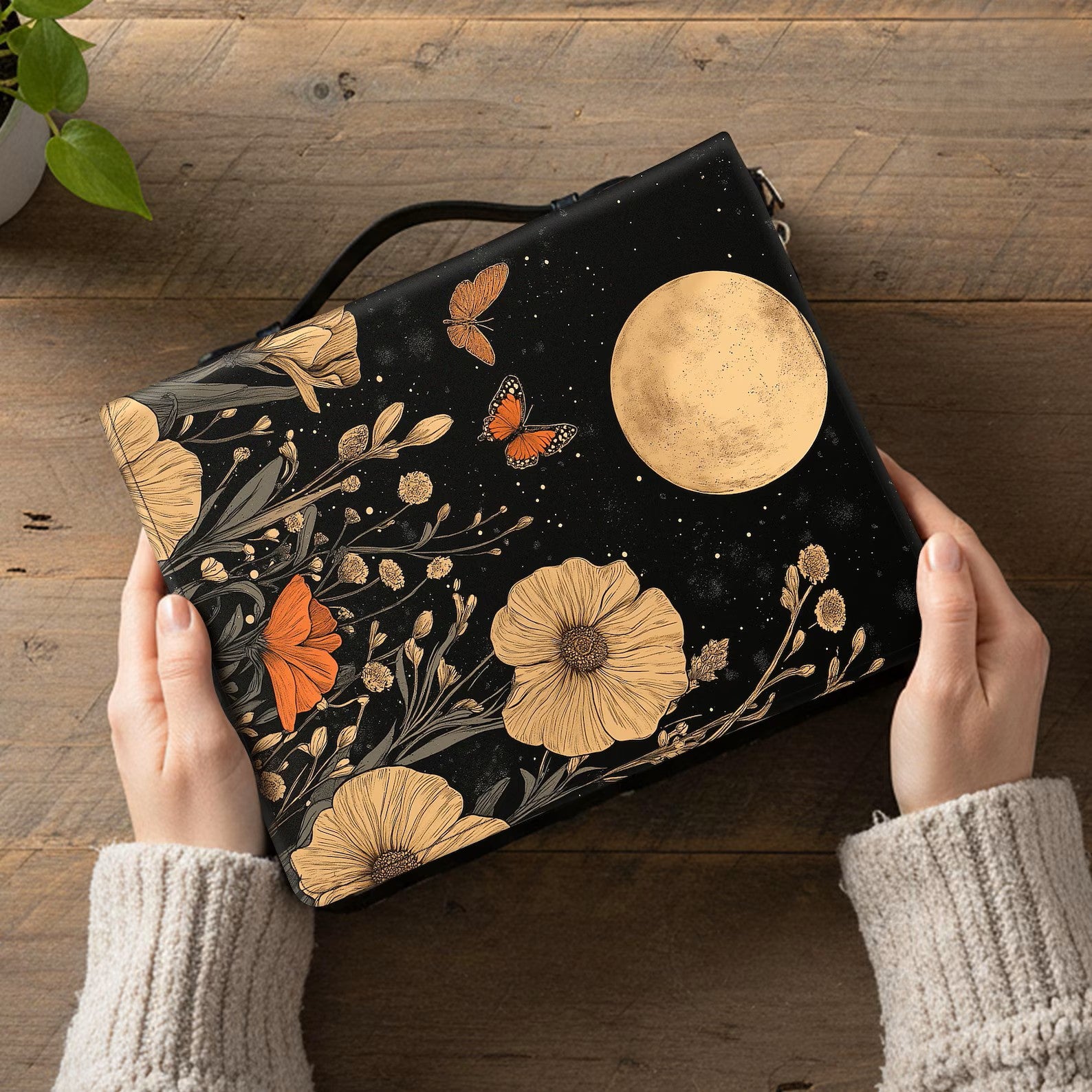 Poppy flower, Bible Cover with Handle | Sleeve for Books, All-Over Print Journals & E-Readers, Faux Leather sleeve, Protector for Paperbacks. BCPETAL16