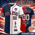 USA 250th Anniversary Baseball Jersey, Custom Couples 4th Of July Shirt, Patriotic Gift for Men. BJPETAL08