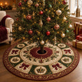Christmas Tree Skirt, Holiday Tree Decor, Bow and Crown Christmas Decor, Quilted Style Tree Mat. CTSPETAL23