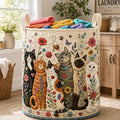 Quilted Cats Laundry Basket, Botanical Floral Home Storage Hamper	LBPETAL153