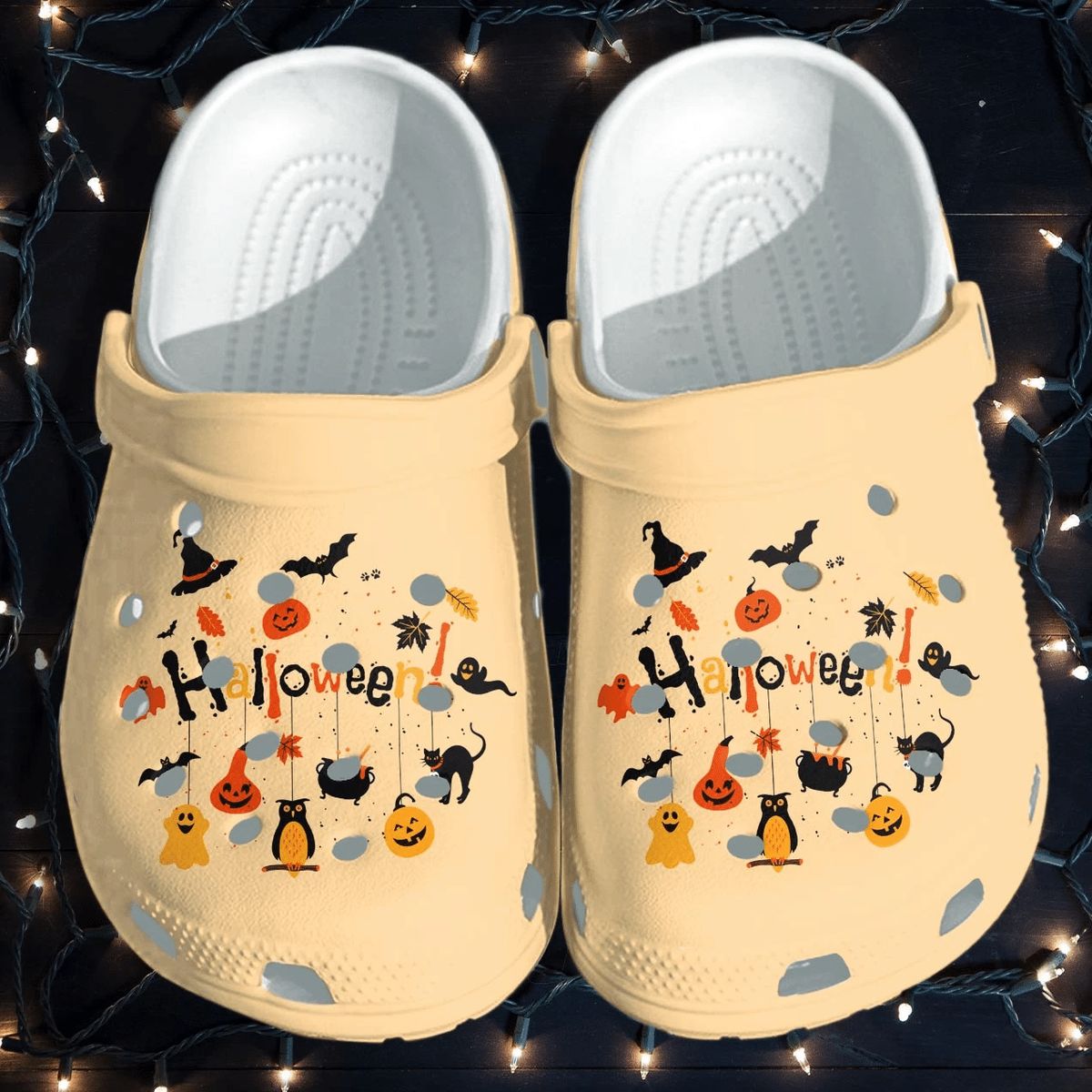 Cute Halloween Clogs – Pumpkin Ghost Black Cat Fall Shoes. Happy Halloween Ghost Pumpkin. CLPETAL06