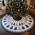 Quilted Christmas Tree Skirt, Patchwork Pine Tree Skirt, Farmhouse Holiday Decor, Rustic Christmas Tree Mat. CTSPETAL15