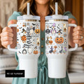 Spooky Goose 40oz Tumbler, Halloween Iced Coffee Cup, Goosebumps Travel Mug With Handle. TBLPETAL14