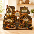 Personalized Harvest Festival Village Wooden Block, Custom Fall Market Shelf Decor, Rustic Autumn Village, Thanksgiving Home Decor Gift. WBPETAL3
