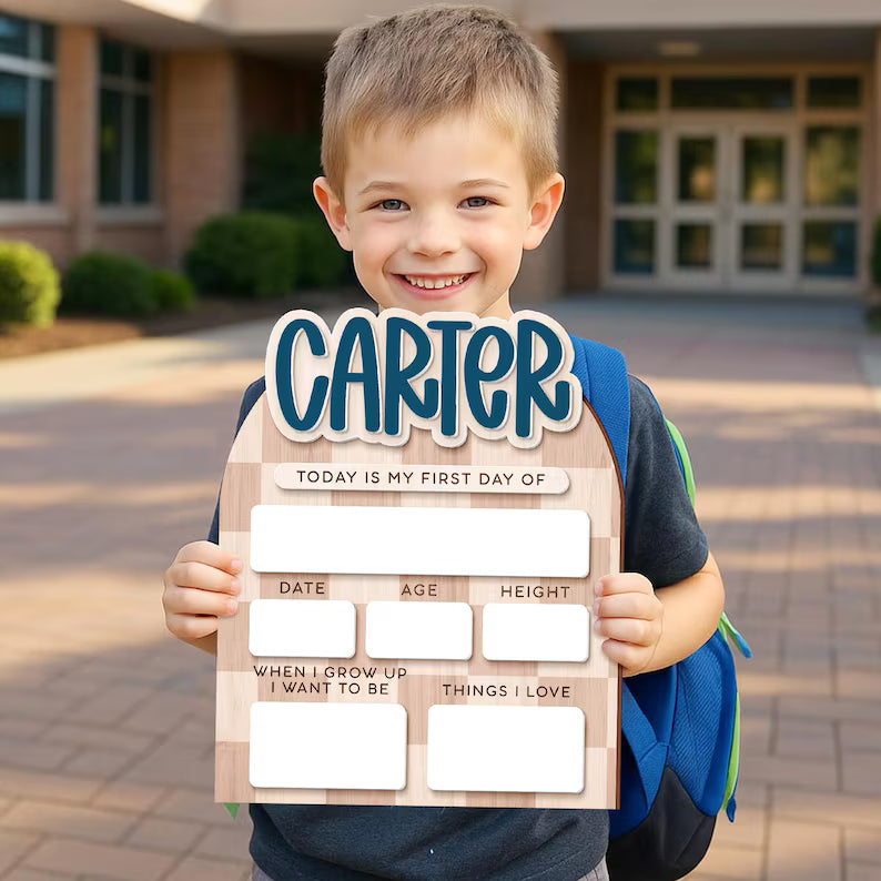 Custom First Day of School Sign, Back to School Board, Preschool Kindergarten 1st Day of School Sign, Last Day of School Keepsake. SBPETAL02