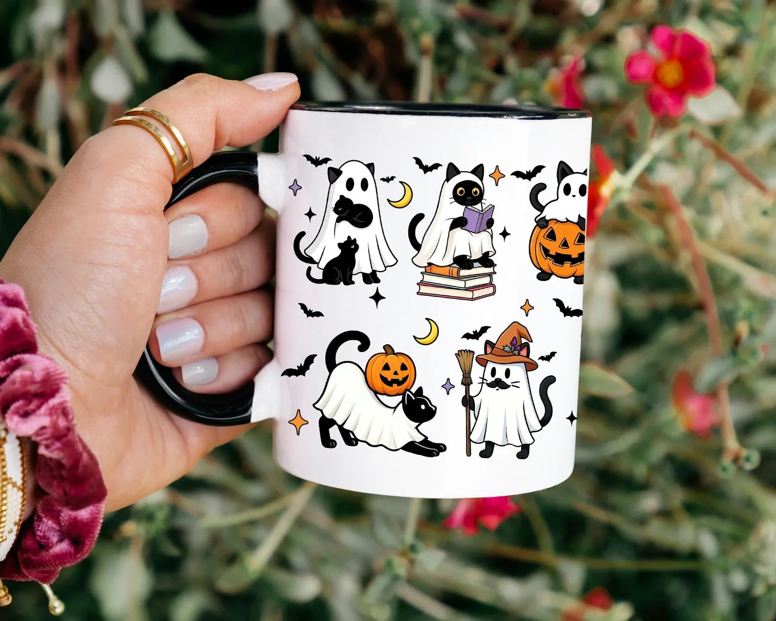 Funny Halloween Coffee Mug, Halloween Black Cat Ghosts Mug, Spooky Cat Mug, Halloween Gift for Cat Lovers, Cute Ghost Mug, Fall Pumpkin Cat. MPETAL9