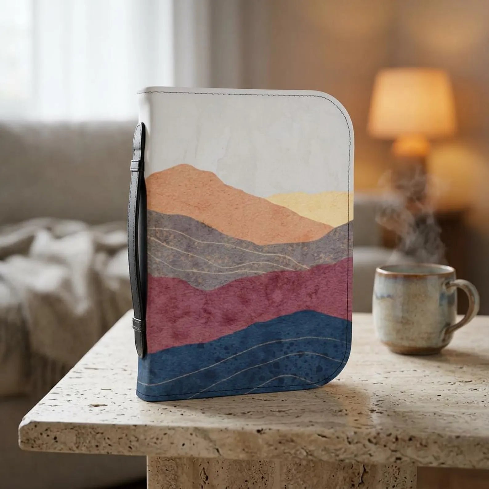 Abstract Layered Mountain Landscape Bible Cover | Zippered Scripture Organizer. BCPETAL3