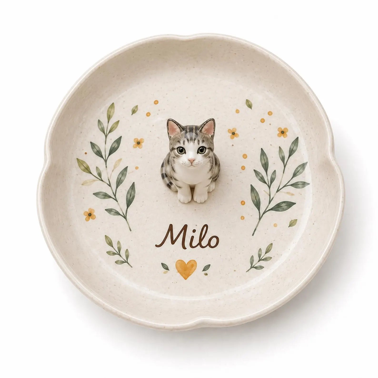Personalized Cat Ring Dish, Custom Name Ceramic Jewelry Tray, Kitten Trinket Dish, Cat Lover Gift, Pet Memorial Keepsake. CPPETAL07