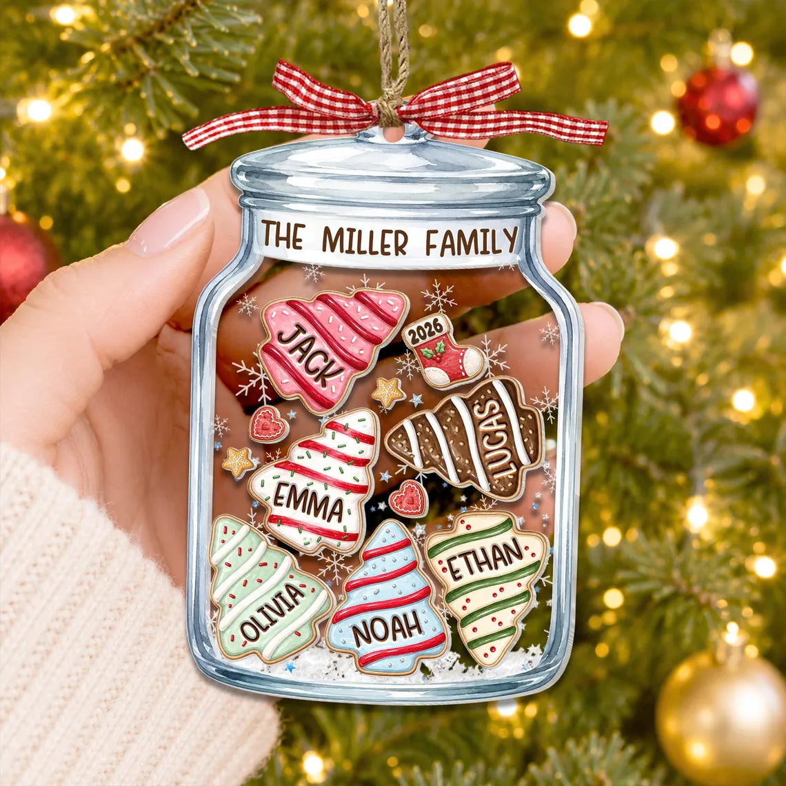 Personalized Family Cookie Jar Christmas Tree Ornament, Custom Family Members Name Shaker Ornament, 2026 Family Keepsake, Large Family Gifts COPETAL64