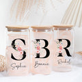 Personalized Flower Girl Glass Can, Floral Tumbler with Lid and Straw, Birth Flower Glass Coffee Cup, Mother's Day Gifts for Her, Bridesmaid Proposal, Party Favor
