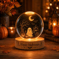 Halloween Crystal Ball LED Night Light Ghost Pumpkin Moon Glass Sphere Lamp Spooky Fall Decor Gift for Home Bedroom Desk. LEDPETAL24