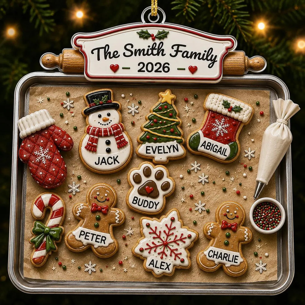 Personalized Family Gingerbread Christmas Ornament 2026, Custom Gingerbread Cookie Ornament with Pets Names, Family Holiday Keepsake Gifts COPETAL54
