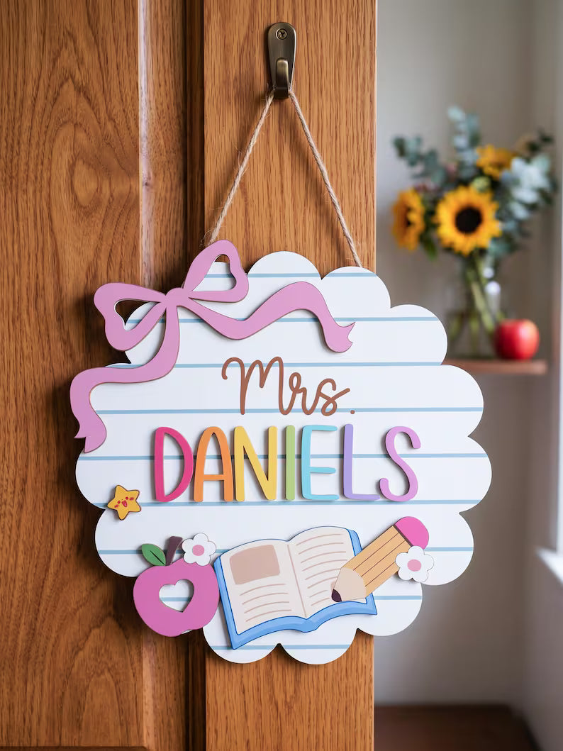 Personalized 3D Teacher Door Sign, Back to School Classroom Decor, Teacher Appreciation Gifts. DHPETAL12