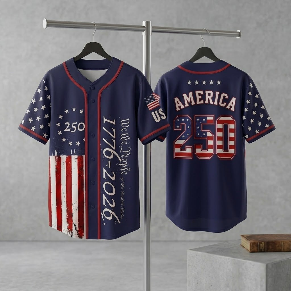 Custom 250 Years We The People Baseball Jersey 1776-2026, 4th of July Gift, Patriotic Gift, BJPETAL01
