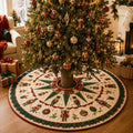 Nutcracker Christmas Tree Skirt, Quilted Patchwork Holiday Decor, Traditional Red Green Tree Mat, Royal Crown Design. CTSPETAL08