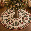 Christmas Gnome Tree Skirt, Quilted Xmas Tree Skirt, Nordic Holiday Tree Mat, Red Green Farmhouse Christmas Tree Decor. CTSPETAL24