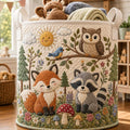 Quilted Nursery Laundry Basket, Animal Toy Storage Bin, Unique Baby Shower Gift, Large Fabric Organizer Basket	LBPETAL156