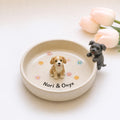 Personalized Ceramic Pet Ring Dish, Handmade 3D Dog Cat Figure, Star Pattern Jewelry Tray. CPPETAL15
