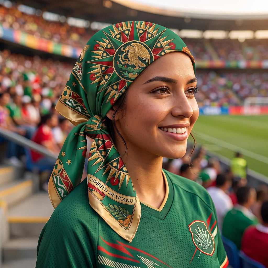 Mexico Football Satin Scarf, Square Scarf World Soccer 2026, Mexico Soccer Fan Gift, Mexican Bandana Headscarf.. SSPETAL3