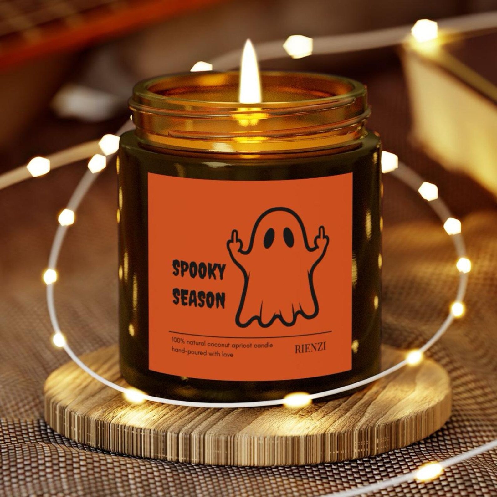 Spooky Season Funny Halloween Ghost Middle Finger Scented Candle 8oz | Spooky Candle, Halloween Decor, Halloween Gift, Fall Decor. SCPETAL10