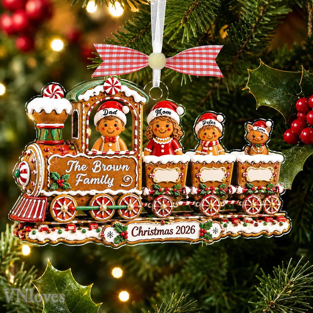 Custom Gingerbread Family Christmas Ornament,Custom Train Cookie Ornament 2026,Family Christmas Gift,Holiday Keepsake, Christmas Tree Decor, COPETAL57