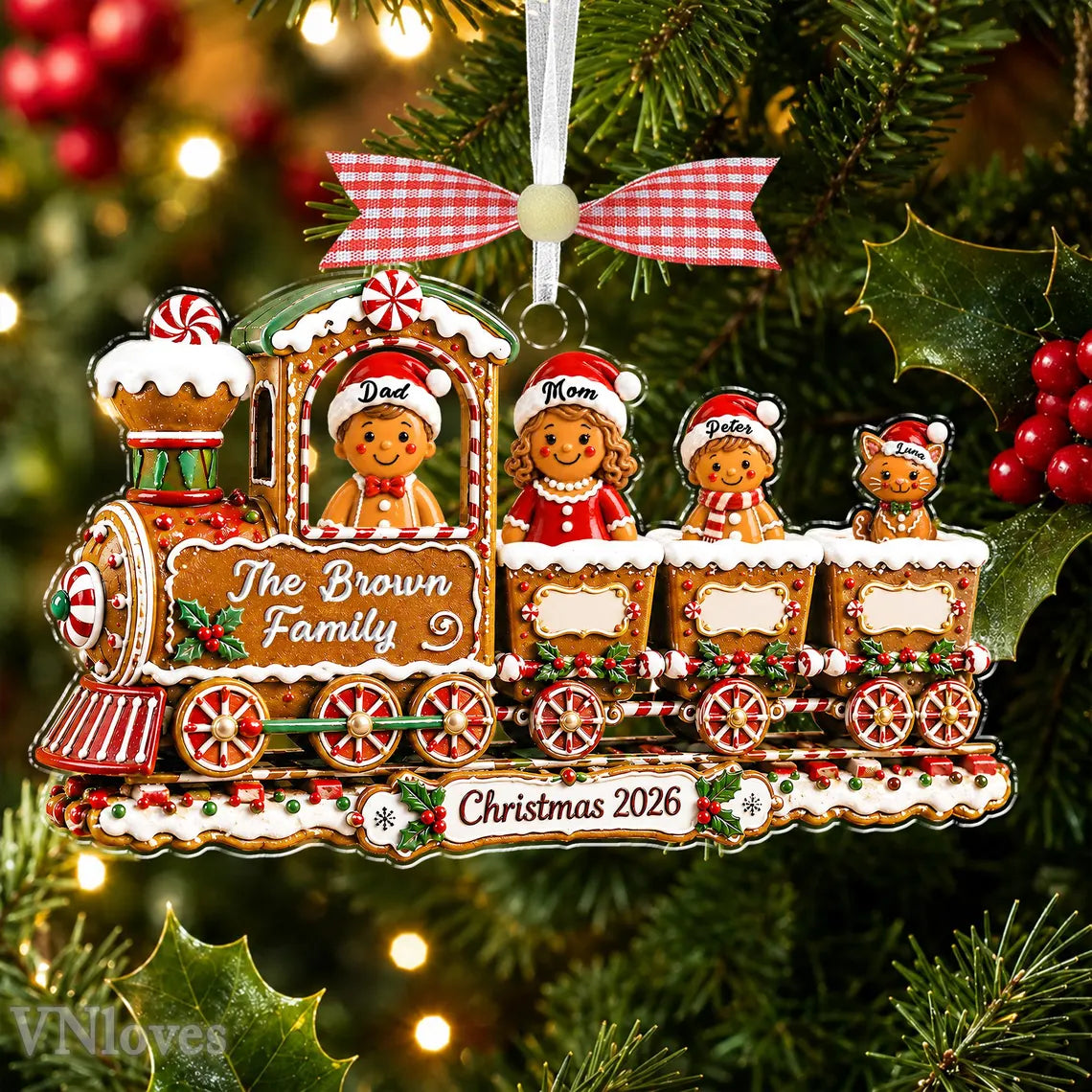 Custom Gingerbread Family Christmas Ornament,Custom Train Cookie Ornament 2026,Family Christmas Gift,Holiday Keepsake, Christmas Tree Decor, COPETAL57