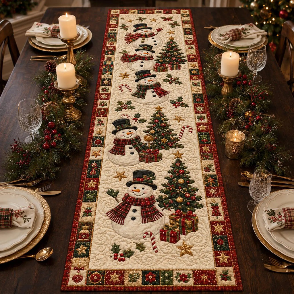 Christmas Quilted Table Runner, Xmas Holiday Winter Dining Table Decor, Festive Winter Table Centerpiece, Festive Farmhouse XmasHome Decoration	QTPPETAL26