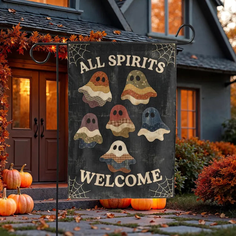 All Spirits Halloween Garden Flag, Rustic Decor, Outdoor Halloween Decorations, Pride Rainbow Ghost Fall Decor, LGBTQ, Garden Art,Yard Decor. HLWGFPETAL22
