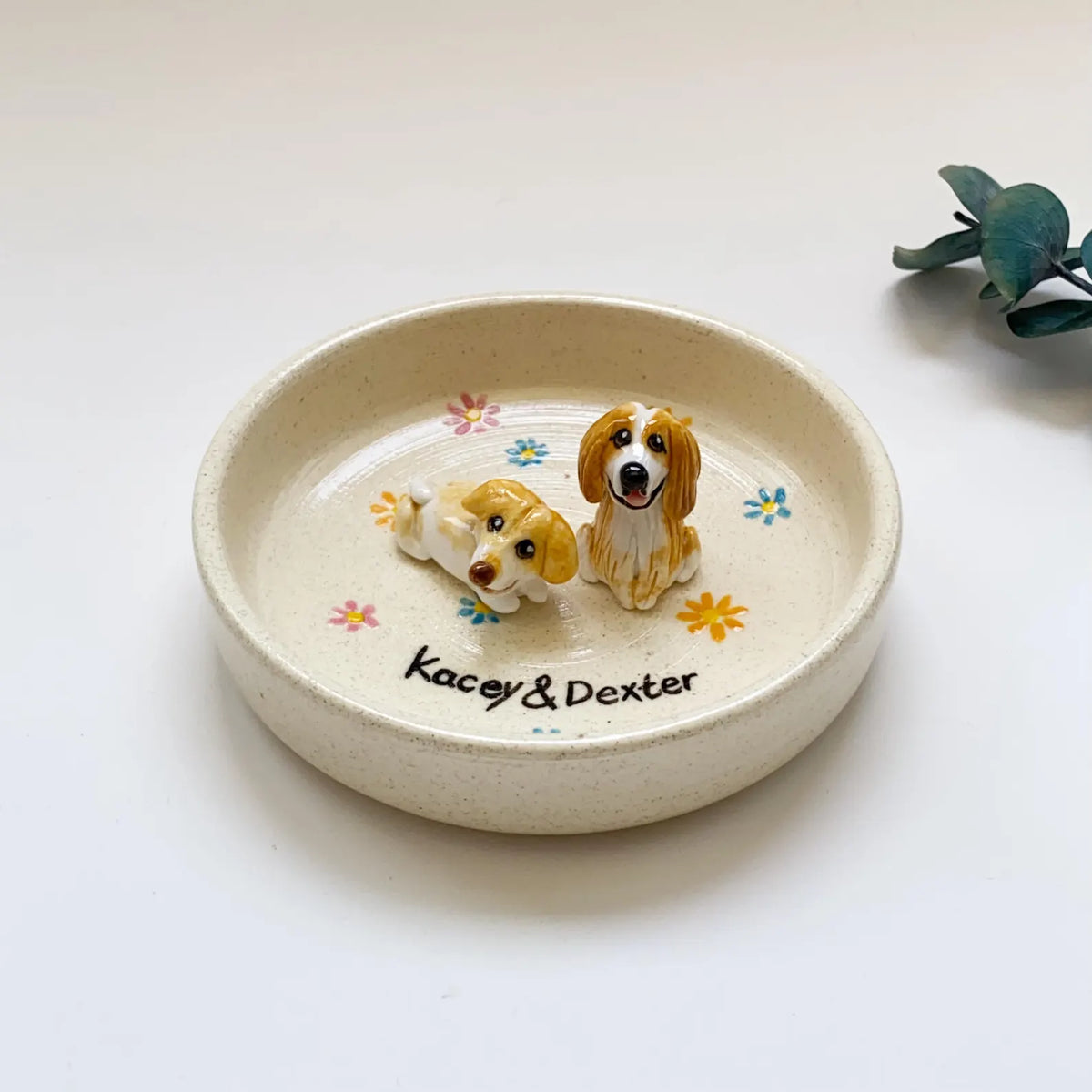 Custom Pet Jewelry Tray Personalized Floral Jewelry Tray Pet Figurine Ceramic Jewelry Tray Personalized Gifts for Pet Lovers Pet Memorial. CPPETAL06