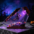Halloween Witch Resin Night Light, Handmade Flying Witch Pumpkin Skull Haunted Castle Table Lamp, Spooky Home Decor, Unique Halloween Gift. RLPETAL02