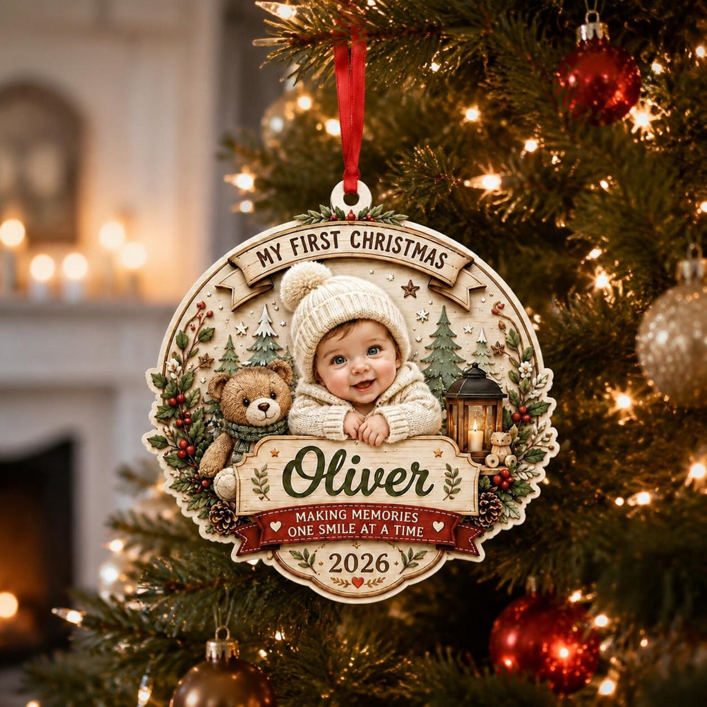 Personalized Baby First Christmas Ornament, Custom Photo Baby Name Ornament, My First Christmas 2026, Newborn Keepsake Gift	COPETAL30