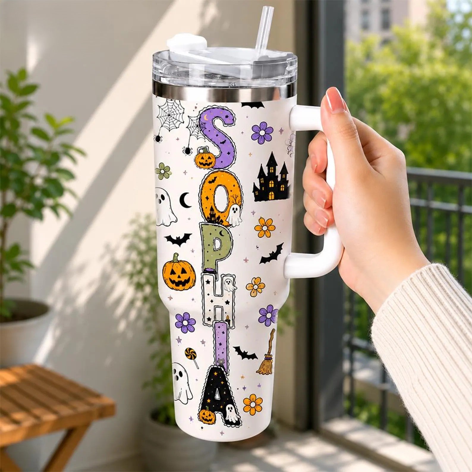 Boo spooky custom name Halloween Tumbler 40oz. TBLPETAL16