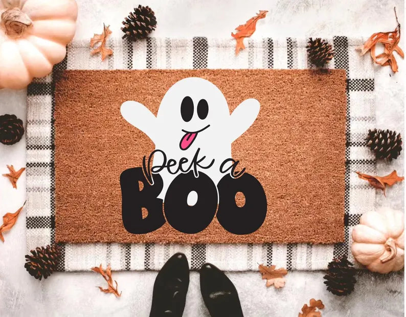 Peek A Boo Ghost Halloween for Halloween Porch Decor | Fall Entryway Decor | Halloween Rug. DMPETAL13