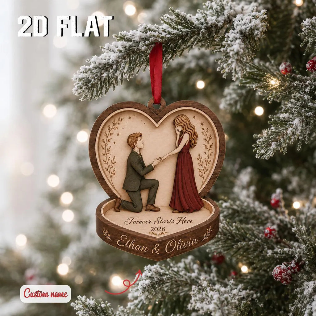 Personalized Engagement Christmas Ornament 2026, Custom Couple Names Wooden Keepsake, Proposal Gift, Newly Engaged Holiday Decor	COPETAL50