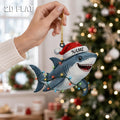 Personalized 2D Flat Shark Christmas Ornament, Custom Name Wooden Ornament, Shark Lover Gift, Ocean Christmas Decor - COPETAL01